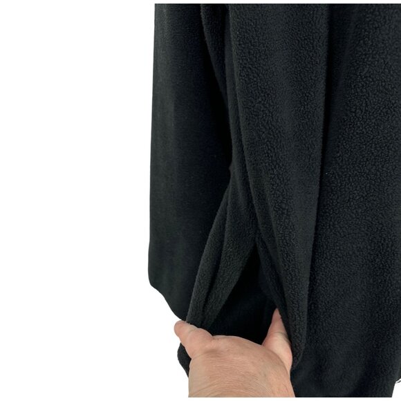 Quacker Factory Black Zip-Up Hooded Fleece Jacket Rhinestone Zipper Pull Sz L - Picture 4 of 9